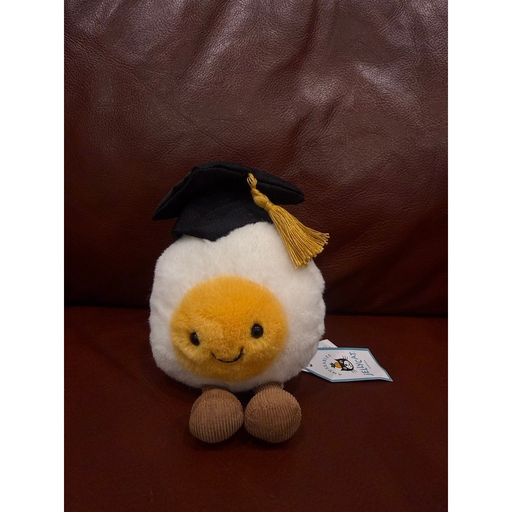 Jellycat Amuseables Smart Egg Graduation Plush Toy with Mortarboard Cap NWT